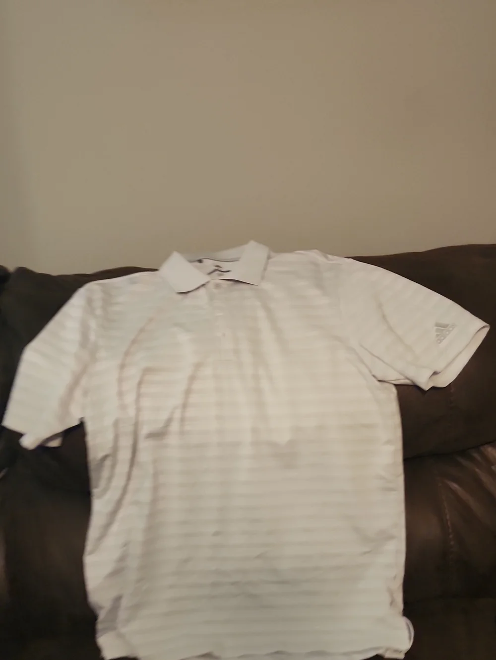 adidas White Subtle-Striped Polo Shirt